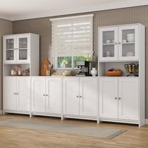 Conjunto Modulado 2 Armários para Cozinha Porta de Vidro 2 Balcões Multiuso Americano Conjunto Modulado 2 Armários para Cozinha Porta de Vidro 2 Balcões Multiuso Americano