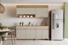 Conjunto Modulado Armários Cozinha Nesher 100% MDF 2 metros Cor:Carvalho/Greige