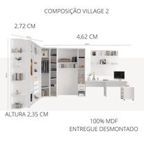 Conjunto modulado composição village 2 robel 100% mdf branco