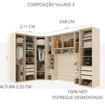 Conjunto modulado composição village 3 robel 100% mdf vanilla - Village Móveis