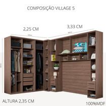 Conjunto modulado composição village 5 robel 100% mdf capuccino