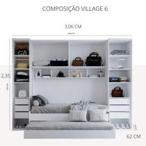 Conjunto modulado composição village 6 robel 100% mdf branco