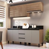 Conjunto Modulado de Cozinha 04 Peças Marrom/Montana com Fumê Conjunto Modulado de Cozinha 04 Peças Marrom/Montana com Fumê