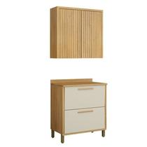 Conjunto Modulado de Cozinha Armário Aéreo 80cm 2 Portas Ripado e Balcão 2 Portas 80cm Torino Conjunto Modulado de Cozinha Armário Aéreo 80cm 2 Portas Ripado e Balcão 2 Portas 80cm Torino