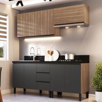 Conjunto Modulado de Cozinha Cedro Marrom/Montana com Grafite