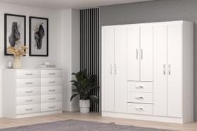 Conjunto Modulado de Quarto com Guarda-Roupa Sevilha e Cômoda Marbela Branco Conjunto Modulado de Quarto com Guarda-Roupa Sevilha e Cômoda Marbela Branco
