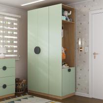 Conjunto Modulado Infantil 2 Peças com 4 Portas 2 Gavetas com Nichos e Sapateira Joy Kids CabeCasa MadeiraMadeira Verde/Avena