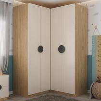 Conjunto Modulado Infantil de Canto 2 Peças com 4 Portas, Nicho com 2 Gavetas Joy Kids CabeCasa MadeiraMadeira Cinza/Avena Conjunto Modulado Infantil de Canto 2 Peças com 4 Portas, Nicho com 2 Gavetas Joy Kids CabeCasa MadeiraMadeira Cinza/Avena