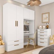 Conjunto Modulado Infantil Joy Com Escrivaninha E Cômoda Bco/fre - M.a Conjunto Modulado Infantil Joy Com Escrivaninha E Cômoda Bco/fre - M.a