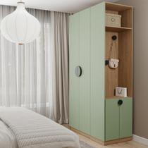 Conjunto Modulado Joy 2 Peças Nicho com 2 Gavetas e Sapateira Cabecasa Madeiramadeira Verde