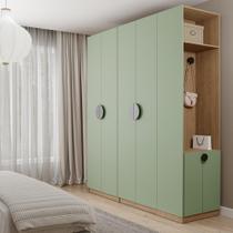 Conjunto Modulado Joy 3 Peças Cabideiros, Nicho com 2 Gavetas e Sapateira Cabecasa Madeiramadeira Verde Conjunto Modulado Joy 3 Peças Cabideiros, Nicho com 2 Gavetas e Sapateira Cabecasa Madeiramadeira Verde