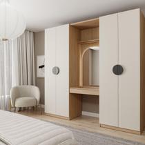 Conjunto Modulado Joy 3 Peças Módulo Nichos com 2 Gavetas, Penteadeira com Espelho e Cabideiro com Nichos Cabecasa Madeiramadeira Cinza Sereno/Avena Conjunto Modulado Joy 3 Peças Módulo Nichos com 2 Gavetas, Penteadeira com Espelho e Cabideiro com Nichos Cabecasa Madeiramadeira Cinza Sereno/Avena