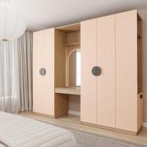 Conjunto Modulado Joy 4 Peças Cabideiro, Penteadeira com Espelho, Nichos, Gavetas e Sapateira Cabecasa Madeiramadeira Salmão/Avena Conjunto Modulado Joy 4 Peças Cabideiro, Penteadeira com Espelho, Nichos, Gavetas e Sapateira Cabecasa Madeiramadeira Salmão/Avena