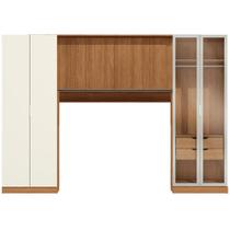 Conjunto Modulado K021 com 8 Portas Sendo 2 em Vidro e 4 Gavetas 3 Peças Kappesberg Cor Canela Off White Conjunto Modulado K021 com 8 Portas Sendo 2 em Vidro e 4 Gavetas 3 Peças Kappesberg Cor Canela Off White