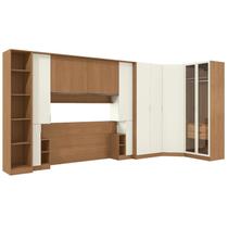 Conjunto Modulado K026 com 13 Portas Sendo 2 em Vidro e 4 Gavetas 10 Peças Kappesberg Cor Canela Off White Conjunto Modulado K026 com 13 Portas Sendo 2 em Vidro e 4 Gavetas 10 Peças Kappesberg Cor Canela Off White