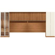 Conjunto Modulado K034 com 12 Portas Sendo 2 em Vidro e 4 Gavetas 6 Peças Kappesberg Cor Canela Off White