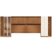 Conjunto Modulado K037 com 12 Portas Sendo 2 em Vidro e 4 Gavetas 8 Peças Kappesberg Cor Canela Off White