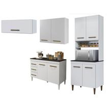 Conjunto Modulado Paneleiro 4 Portas Balcão com Tampo Aéreo 2 Portas e 1 Aéreo Basculante