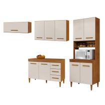 Conjunto Modulado Paneleiro 4 Portas Balcão com Tampo Aéreo 2 Portas e 1 Aéreo Basculante