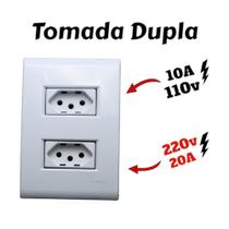 Conjunto Modular 1 Tomada 10A e 1 Tomada 20A Cerge 4x2 Montado Branca/Branca