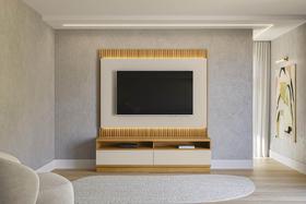 Conjunto Modular 180cm Rack com Painel para TV São Paulo Linea Brasil - Tauari/Off White Fosco Conjunto Modular 180cm Rack com Painel para TV São Paulo Linea Brasil - Tauari/Off White Fosco
