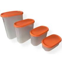 Conjunto Modular Oval 4Pçs Translúcido Tampa Laranja