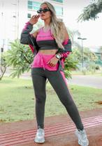 Conjunto Molecotton Cinza e Rosa, 3 Peças Conjunto Molecotton Cinza e Rosa, 3 Peças