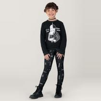 Conjunto Molecotton Wandinha Infantil Menina Preto Brandili