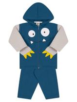 Conjunto Molekada 2 peças Jaqueta com capuz e Calça Monstrinho Azul Conjunto Molekada 2 peças Jaqueta com capuz e Calça Monstrinho Azul