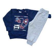 Conjunto Moletinho Bebê Menino Azul Marinho Space - Ralakids Cor:Azul MarinhoTamanho:M