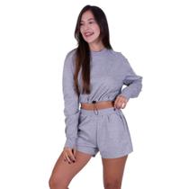 Conjunto Moletinho Blusa com Manga Longa com Regulagem e Short Louise e Maya- c12 COMBO LOUISE MAYA