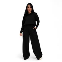 Conjunto Moletinho Blusa com Manga Longa e Calça Wide Leg e Samantha- c12 SAMANTHA+ WIDE LEG