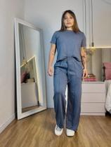 Conjunto Moletinho Feminino Blusa Manga Curta Cropeed