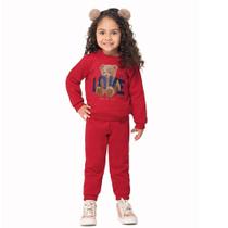 Conjunto Moletinho Infantil Menina Love Vermelho Boca Grande Conjunto Moletinho Infantil Menina Love Vermelho Boca Grande
