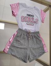 Conjunto moletinho rosa e cinza feminino tamanho 4 Conjunto moletinho rosa e cinza feminino tamanho 4