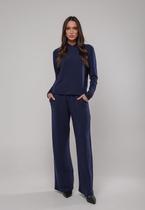 Conjunto Moletinho Wide Leg Com Casaco de Capuz Marinho Salvatore Conjunto Moletinho Wide Leg Com Casaco de Capuz Marinho Salvatore