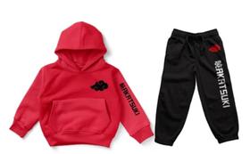 Conjunto Moletom Akatsuki Naruto Anime Blusa Calça Infantil Cor Bordô Tamanho 4 Conjunto Moletom Akatsuki Naruto Anime Blusa Calça Infantil Cor Bordô Tamanho 4