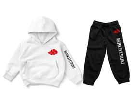 Conjunto Moletom Akatsuki Naruto Anime Blusa Calça Infantil Cor Branco
