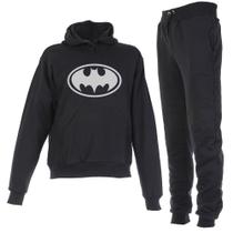 Conjunto Moletom Batman Adulto Peluciado Preto