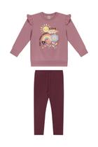 Conjunto Moletom Bebe Blusa Flan Gola Careca Calca Canelada Vinho - Conjunto Moletom Bebe Blusa Flan Gola Careca Calca Canelada Vinho -