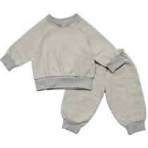 Conjunto Moletom Bebê Calça e Blusa Super Quentinho - Cinza Mescla