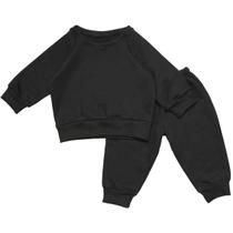 Conjunto Moletom Bebê Calça e Blusa Super Quentinho - Preto