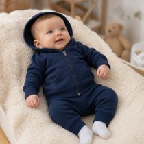Conjunto Moletom Bebê Casaco Zíper e Calça Confortável Cor:Azul marinhoTamanho:P