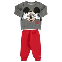 Conjunto Moletom Bebê Marlan Masculino Mickey Mouse Blusão + Calça