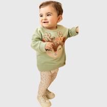 Conjunto Moletom Bebê Menina Infanti Blusão com Calça Legging Canelada