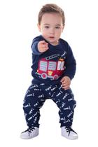 Conjunto Moletom Bebê Menino Casaco e Calça Marinho Bombeiro Conjunto Moletom Bebê Menino Casaco e Calça Marinho Bombeiro