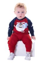Conjunto Moletom Bebê Menino Casaco Vermelho Helicoptero e Calça Lisa Vermelha