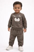Conjunto Moletom Bebê Menino Inverno Flanelado Roupa Frio COR:MARROMTAMANHO:3 Conjunto Moletom Bebê Menino Inverno Flanelado Roupa Frio COR:MARROMTAMANHO:3