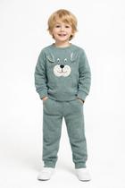 Conjunto Moletom Bebê Menino Inverno Flanelado Roupa Frio COR:VERDETAMANHO:1