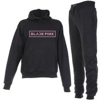 Conjunto Moletom Blackpink Infantil Juvenil Peluciado Preto